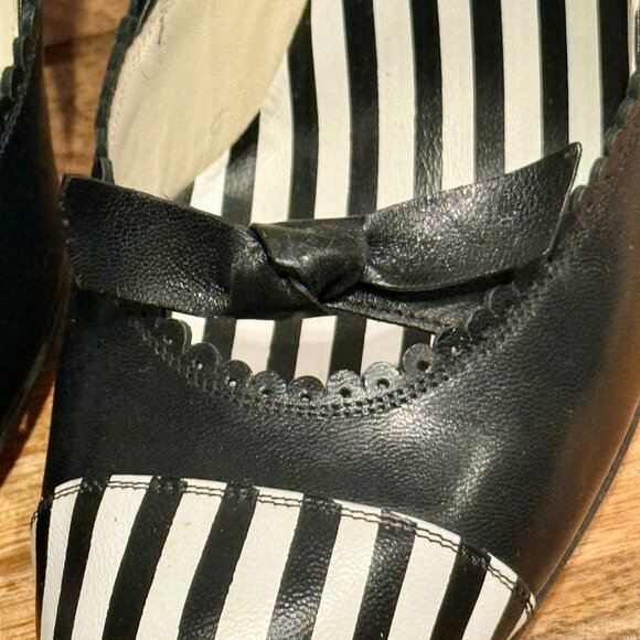 👠 Christian Lacroix Black & White Striped Heels – Size 38.5 (Made in Italy) - Picture 5 of 6